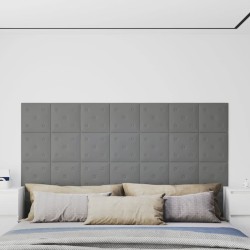 vidaXL Paneles de pared 12 uds cuero sintético gris 30x30 cm 1,08 m²