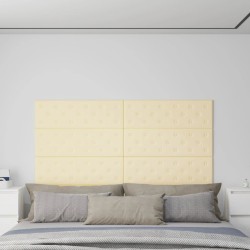 vidaXL Paneles de pared 12 uds cuero sintético crema 90x30 cm 3,24 m²