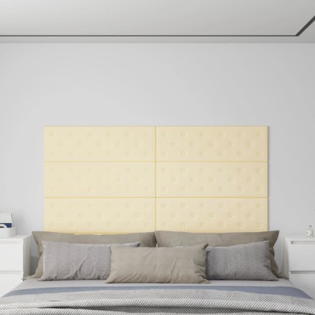 vidaXL Paneles de pared 12 uds cuero sintético crema 90x30 cm 3,24 m²