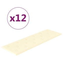 vidaXL Paneles de pared 12 uds cuero sintético crema 90x30 cm 3,24 m²