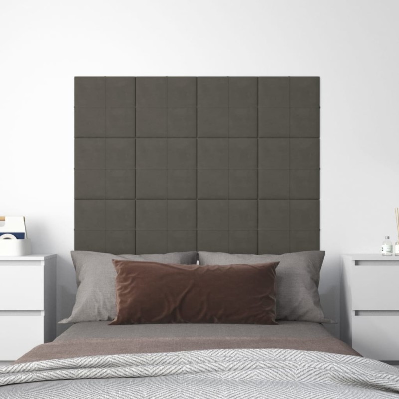 vidaXL Paneles de pared 12 uds terciopelo gris oscuro 30x30 cm 1,08 m² vidaXL Paneles de pared 12 uds terciopelo gris oscuro 30x30 cm 1,08 m²