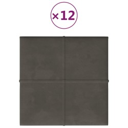 vidaXL Paneles de pared 12 uds terciopelo gris oscuro 30x30 cm 1,08 m²