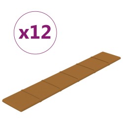 vidaXL Paneles de pared 12 uds terciopelo marrón 90x15 cm 1,62 m²