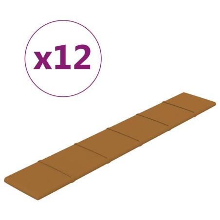 vidaXL Paneles de pared 12 uds terciopelo marrón 90x15 cm 1,62 m²