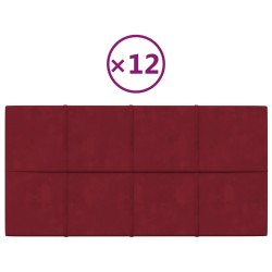 vidaXL Paneles de pared 12 uds terciopelo rojo tinto 60x30 cm 2,16 m²