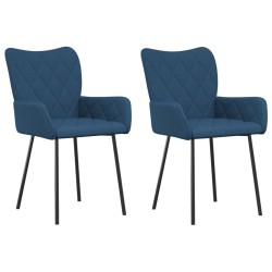 vidaXL Sillas de comedor 2 unidades tela azul