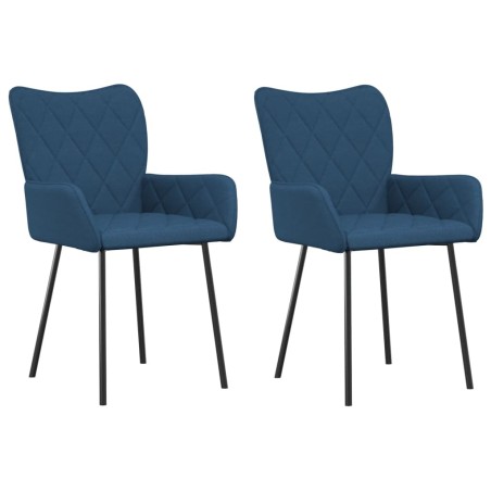 vidaXL Sillas de comedor 2 unidades tela azul