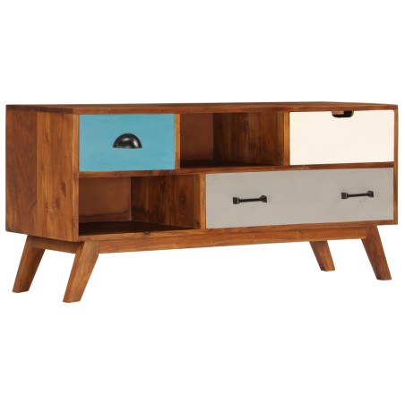 vidaXL Mueble para TV con 3 cajones madera maciza acacia 110x35x50 cm