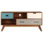 vidaXL Mueble para TV con 3 cajones madera maciza acacia 110x35x50 cm