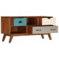 vidaXL Mueble para TV con 3 cajones madera maciza acacia 110x35x50 cm