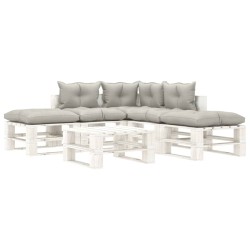 vidaXL Set muebles de palets de jardín 6 pzas madera cojines taupe