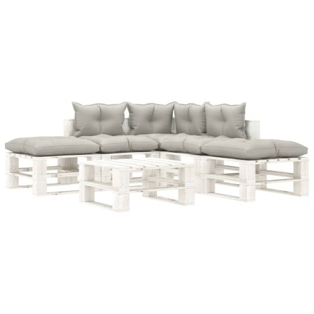 vidaXL Set muebles de palets de jardín 6 pzas madera cojines taupe