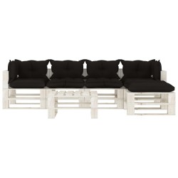 vidaXL Set muebles de palés para jardín 6 pzas madera cojines negros