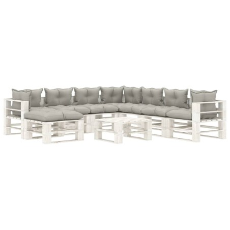 vidaXL Set muebles de palets de jardín 9 pzas madera cojines taupe