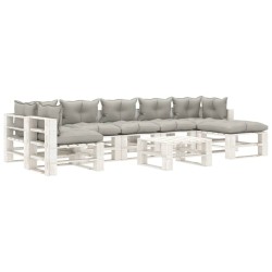 vidaXL Set muebles de palets de jardín 8 pzas madera cojines taupe