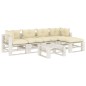 vidaXL Set muebles de palés jardín 6 piezas madera cojines crema vidaXL Set muebles de palés jardín 6 piezas madera cojines crema