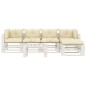vidaXL Set muebles de palés jardín 6 piezas madera cojines crema vidaXL Set muebles de palés jardín 6 piezas madera cojines crema