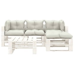 vidaXL Set de muebles de palets de jardín 5 pzas madera cojines beige