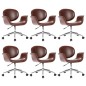 vidaXL Sillas de comedor giratorias 6 unidades cuero sintético marrón vidaXL Sillas de comedor giratorias 6 unidades cuero sintético marrón