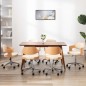 vidaXL Sillas de comedor giratorias 4 uds madera curvada cuero crema