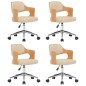 vidaXL Sillas de comedor giratorias 4 uds madera curvada cuero crema