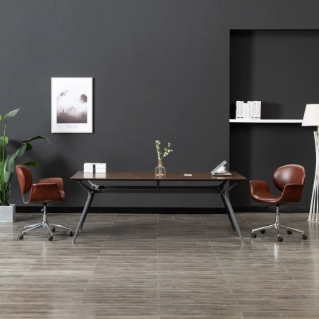 vidaXL Sillas de comedor giratorias 2 unidades cuero sintético marrón