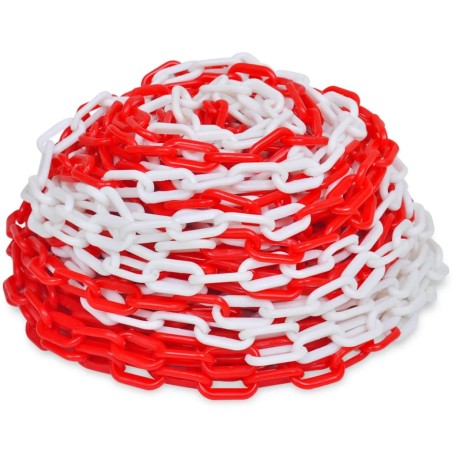 vidaXL Cadenas de advertencia 2 unidades plástico rojo y blanco 30 m