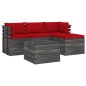 vidaXL Muebles de palés de jardín 5 piezas cojines madera maciza pino
