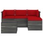 vidaXL Muebles de palés de jardín 5 piezas cojines madera maciza pino