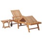 vidaXL Tumbona con mesa y cojín madera maciza de teca vidaXL Tumbona con mesa y cojín madera maciza de teca