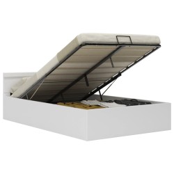 vidaXL Cama canapé hidráulica con LED cuero sintético blanco 140x200cm 