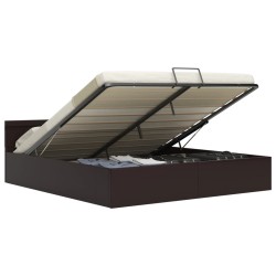 vidaXL Cama canapé hidráulica con LED cuero sintético gris 160x200 cm 