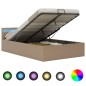 vidaXL Cama canapé hidráulica LED cuero sintético capuchino 140x200 cm vidaXL Cama canapé hidráulica LED cuero sintético capuchino 140x200 cm