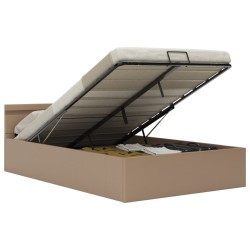 vidaXL Cama canapé hidráulica LED cuero sintético capuchino 140x200 cm 