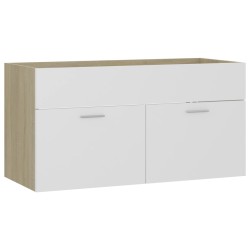 vidaXL Armario para lavabo contrachapada blanco roble 90x38,5x46 cm