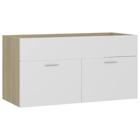 vidaXL Armario para lavabo contrachapada blanco roble 90x38,5x46 cm