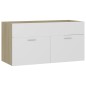 vidaXL Armario para lavabo contrachapada blanco roble 90x38,5x46 cm vidaXL Armario para lavabo contrachapada blanco roble 90x38,5x46 cm