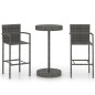 vidaXL Conjunto de bar para jardín 3 piezas ratán sintético gris vidaXL Conjunto de bar para jardín 3 piezas ratán sintético gris