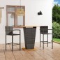 vidaXL Conjunto de bar para jardín 3 piezas gris vidaXL Conjunto de bar para jardín 3 piezas gris