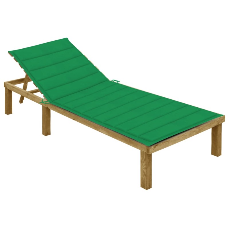 vidaXL Tumbona con cojín verde madera de pino impregnada vidaXL Tumbona con cojín verde madera de pino impregnada