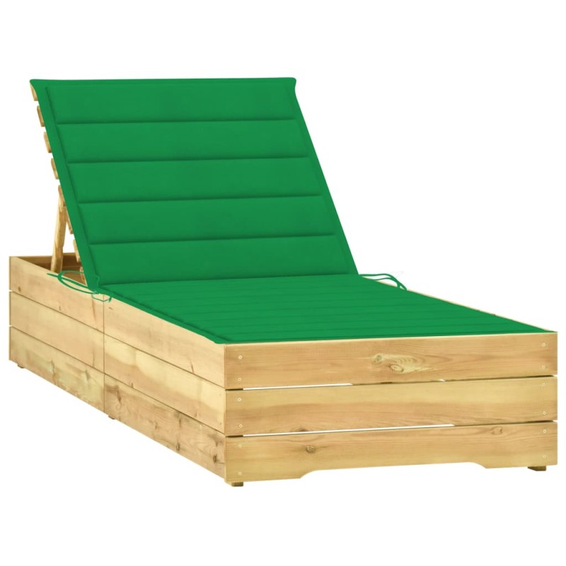vidaXL Tumbona con cojín verde madera de pino impregnada vidaXL Tumbona con cojín verde madera de pino impregnada