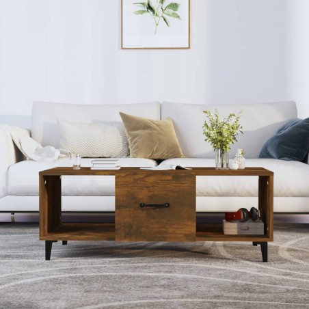 vidaXL Mesa de centro madera contrachapada roble ahumado 102x50x40 cm