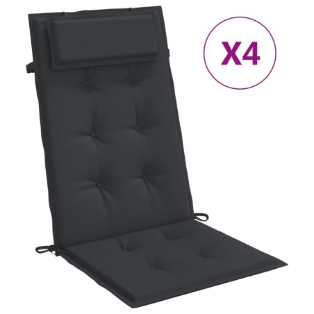 vidaXL Cojines de silla con respaldo alto 4 uds tela Oxford negro