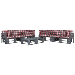 vidaXL Muebles de palets 6 pzas y cojines madera pino impregnada gris