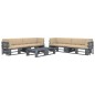 vidaXL Muebles de palets 6 pzas y cojines madera pino impregnada gris vidaXL Muebles de palets 6 pzas y cojines madera pino impregnada gris