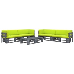 vidaXL Muebles de palets 6 pzas y cojines madera pino impregnada gris