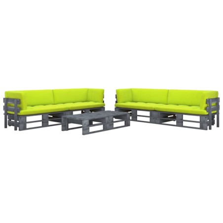 vidaXL Muebles de palets 6 pzas y cojines madera pino impregnada gris