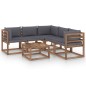 vidaXL Set muebles de jardín 6 pzs cojines madera impregnada antracita vidaXL Set muebles de jardín 6 pzs cojines madera impregnada antracita
