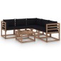 vidaXL Set de muebles de jardín 6 pzs madera impregnada cojines negros vidaXL Set de muebles de jardín 6 pzs madera impregnada cojines negros