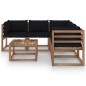 vidaXL Set de muebles de jardín 6 pzs madera impregnada cojines negros vidaXL Set de muebles de jardín 6 pzs madera impregnada cojines negros
